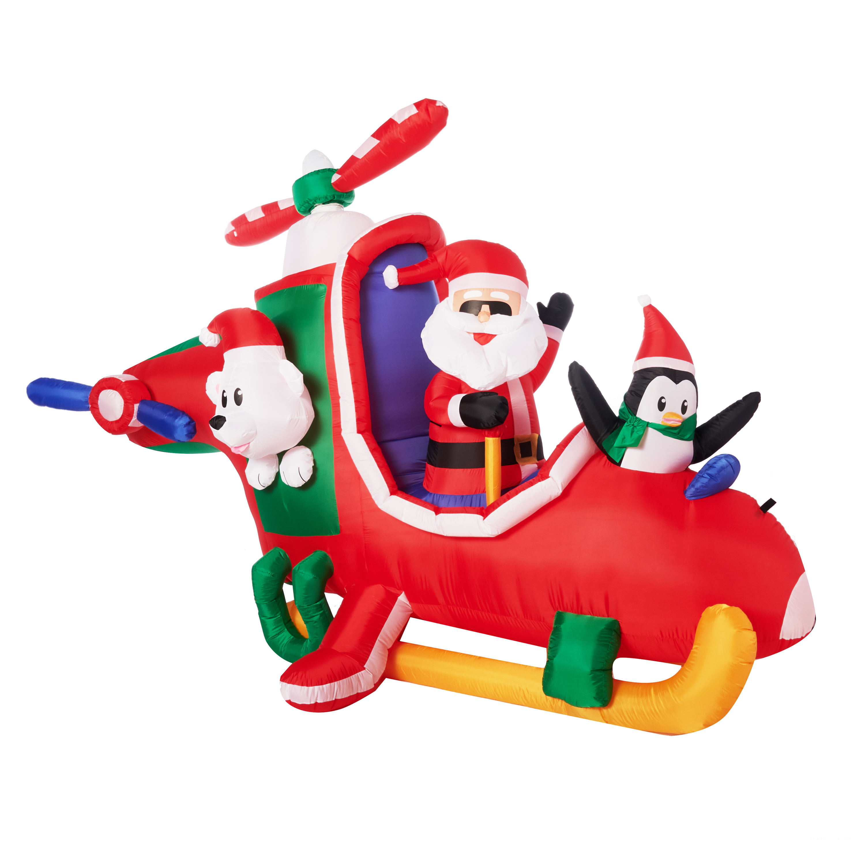 CHRISTMAS SANTA ANIMATED PENGUIN HELICOPTER CHOPPER  AIRBLOWN INFLATABLE 9 FT