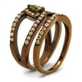 thumbnail image 4 of Womens Coffee Brown Ring Anillo Cafe Para Mujer 316L Stainless Steel with AAA Grade CZ in Olivine Anzio, 4 of 5