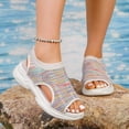thumbnail image 3 of Rokment Women's Walking Sandals Lightweight Comfortable Mesh Cut-Out Open Toe Memory Foam Thick Sole Athletic Nursing Tennis Non Slip Work Sneakers Summer Shoes Pink Size 7, 3 of 6