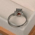thumbnail image 2 of Natural garnet ring, promise ring, emerald cut gemstone, January birthstone, sterling silver ring, 2 of 3