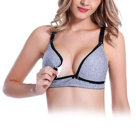 Cotton Maternity Nursing Sleep Bra For Breastfeeding Wireless Soft Cup Front Button Clip Down (Best Nursing Positions For Fast Let Down)