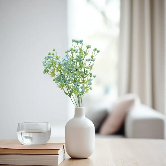 Artificial Flowers Bouquet, Plastic Floral Arrangement for Home Table Centerpiece Decor, Fake Gypsophila Filler Flowers for Wedding Party Vase Tree Wreath Decoration(Green)