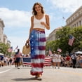 thumbnail image 4 of American 250th Anniversary Pants for Women Patriotic Star USA Flag Print Wide Leg Pajama Bottoms Slit Baggy Elastic High Waist Classic Fit Daily Wear Pants, #01 Sky Blue, XXL, 4 of 6