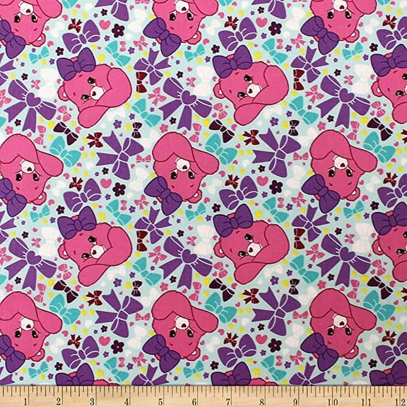 Camelot Fabrics Care Bears Sparkle & Shine Pretty Bow in Fabric, Blue, Fabric By The Yard