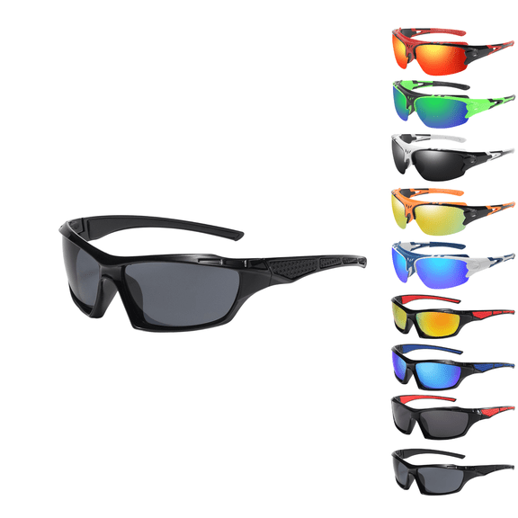 Sahpxhe Polarized Sports Sunglasses for Men Women, Windproof Wrap Around UV400 Protection for Cycling Running Skiing Mountaineering Black