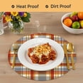 thumbnail image 4 of Vintage Plaid Round 15 Inch Placemats Set of 4, Autumn Orange Red Grey Checkered Farmhouse HeatResistant Non Slip Place Mats for Dining Table, Wipeable Braided Kitchen Table Mats for Housewarming, 4 of 9