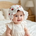thumbnail image 2 of Wxirdiow Infant Girl Sun Hats Baby Girl Soft Breathable Bonnet Newborn Infant Eyelet Beanie Sun Hat with Lace Ruffle Trim Red Size,0-2 Years, 2 of 7