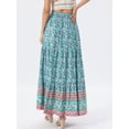 thumbnail image 3 of DARING DIVA Women's Boho Flare Floral Skirt Small Turquoise Blue, 3 of 6