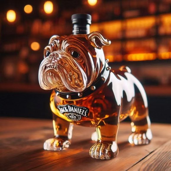 300ml Bulldog Shape Whiskey Bottle Large Capacity Glass Decanter Red Wine Decanter Home Bar Whiskey Accessory