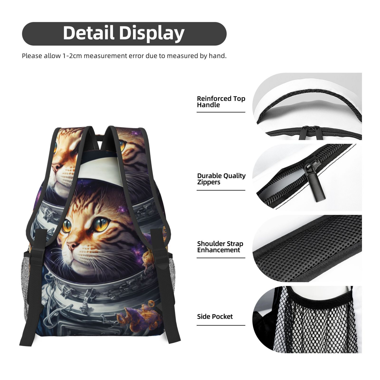 Xecao Astronaut Cat Travel Backpack: A spacious, stylish computer backpack ideal for men and women, perfect for college, school, or daily travels