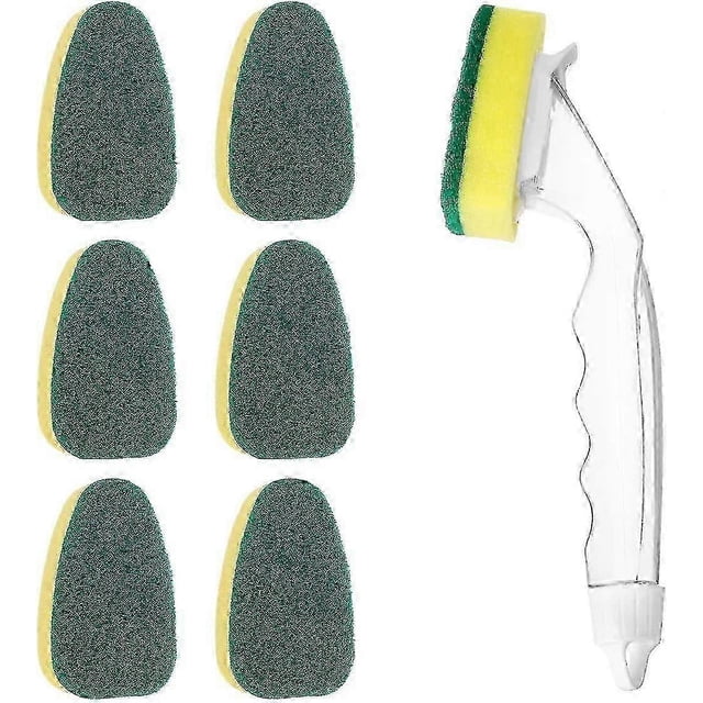 Heavy Duty Dish Wand,1 Dish Wand with 7 Refill Replacement Heads, Dish Sponge wi