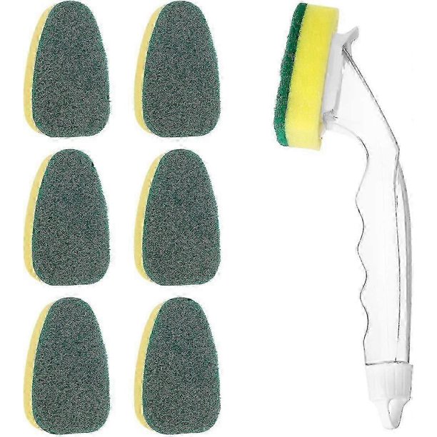 Heavy Duty Dish Wand,1 Dish Wand with 7 Refill Replacement Heads, Dish Sponge wi