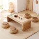 thumbnail image 3 of Mesa de té de mimbre tejida de estilo japonés, mesa Tatami, mesas de balcón, mesas de té, ventanal, mesa baja, versión combinada de plataforma, 3 of 4