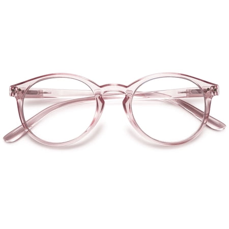 MAGIMODAC Round Reading Glasses 2.5 Blue Light Blocking Spring Hinge Lightweight Reader Eyeglasses for Men and Women