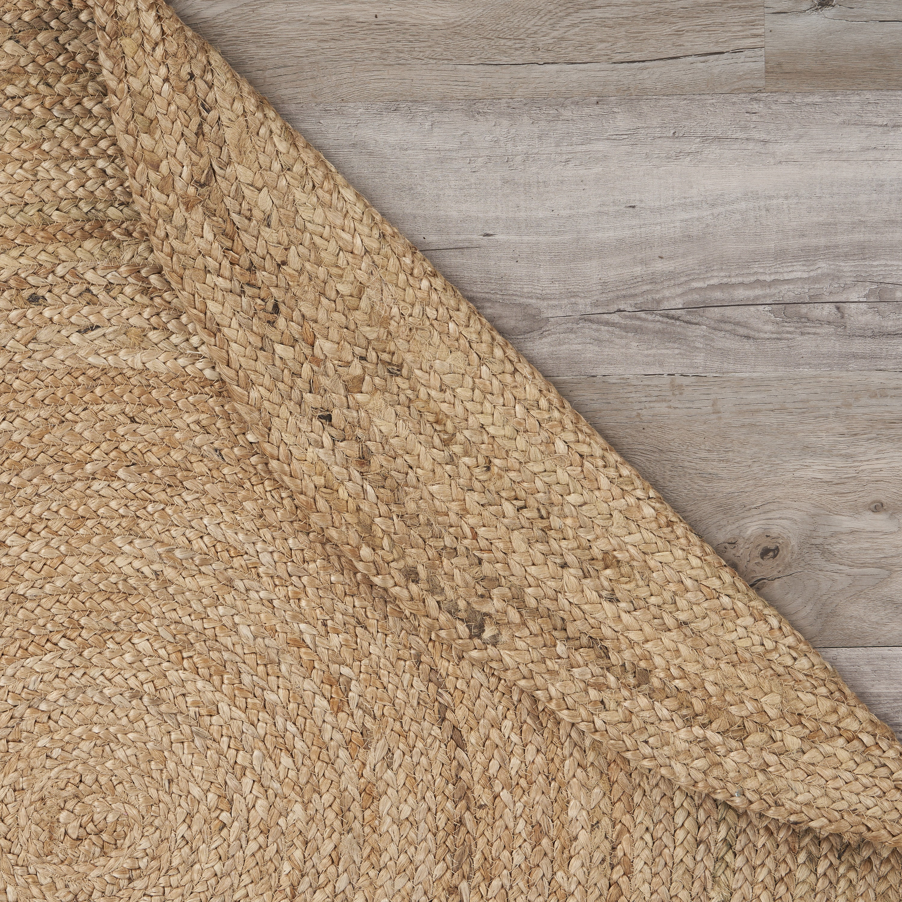 Harlow Hill Cora 8' Round Beige/Tan Solid Hand Braided Reversible Jute Indoor Area Rug
