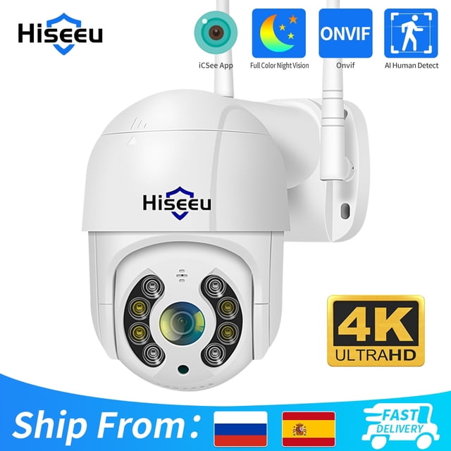 Hiseeu 8MP 4K WIFI Cámara IP Seguridad al aire libre Visión nocturna 1080P 3MP 5MP Cámaras de videovigilancia inalámbrica Detección humana iCsee Tan Jianjun unisex