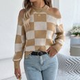 thumbnail image 2 of XuJwPNcy Womens Cold Shoulder Sweaters Mock Neck Fall Long Sleeve Soft Solid Color Pullovers Plaid Lightweight Sweater, 2 of 7