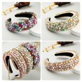thumbnail image 4 of Women Baroque Jewelry Chain Bandana Thick Sponge Colorful Glass Drill Hair Hoop, 4 of 4