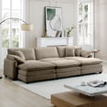 thumbnail image 3 of Miekor Furniture Oversized modular cushioned sofa,with 3 ottomans to work as sleeper sofa beds, 3-seater sofa with 3 footstools,Tan corduroy fabric 0719, 3 of 14