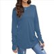 thumbnail image 2 of Camisas de Larga Holgadas y Cuello Redondo para Mujer, de Moda, para Otoño, con Agujeros para los Pulgares, Informales, de Corte Holgado. Azul Marino XXXL, 2 of 6