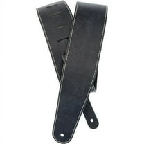 Stonewashed Leather Guitar Strap with Contrast Stitch, Black