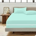 thumbnail image 3 of 4 Piece Zipper Sheet Set Includes (1 Zipper Fitted Sheet, 1 Flat Sheet And 2 Zipper PillowCase) with 8 Inch Deep Pocket 800 TC 100% Egyptian Cotton Solid Aqua Blue Color Twin Size, 3 of 7