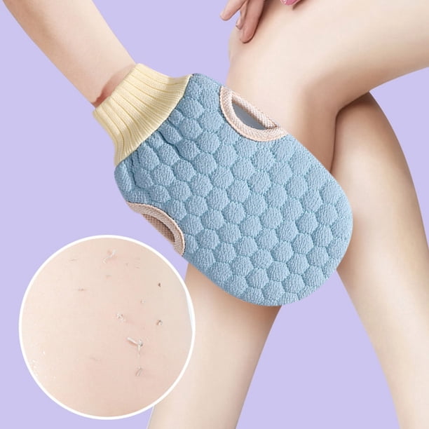 Toalla Exfoliante de Baño de Doble Cara - Exfoliación con Arena Fina, Estilo Guante y Seda Sintética, para una Limpieza Suave y Relajación Muscular