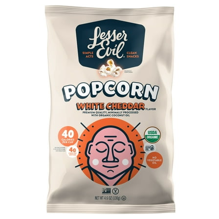 LesserEvil, Organic Popcorn, White Cheddar