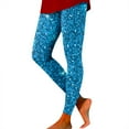 thumbnail image 2 of Wdgfv Women's Sequin Leggings Fashion Casual Sequin Solid Color Printed Athletic Sport Leggings for Yoga Fitness Workout and Daily Wear Blue L, 2 of 4