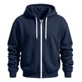 thumbnail image 4 of Men's Zip Up Hoodies Adjustable Drawstring Solid Hooded Jacket Fall Winter Lightweight Causal Athletic Jacket, S, 4 of 5