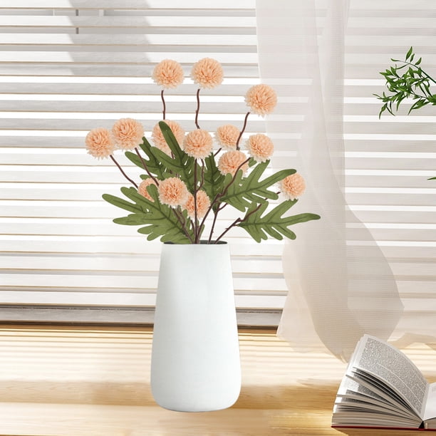 Juego de 4 flores artificiales de seda de 5 cabezas de cebolleta y crisantemo | Plantas suculentas de plástico | Tallos suaves y flexibles | Decoración para bodas en interiores | Arreglo de mesa e