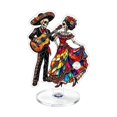 thumbnail image 2 of Day of The Dead Decorations 3 Inch Acrylic Rotating Display Stand, Colorful Sugar Skull Dancing Skeleton Figurine, Dia de Los Muertos Decor for Shelf and Tabletop Home Display, 1, 2 of 6
