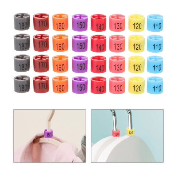 HAMPPLIES 160Pcs Round Plastic Size Rings for Clothing Hangers Prevent Damage and Simplify Closet Sorting