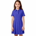 thumbnail image 6 of Ovbmpzd Big Girls Dresses School Clean Fit Blue Dresses Short Sleeves Casual Comfortable Dresses,14-15 Years, 6 of 6