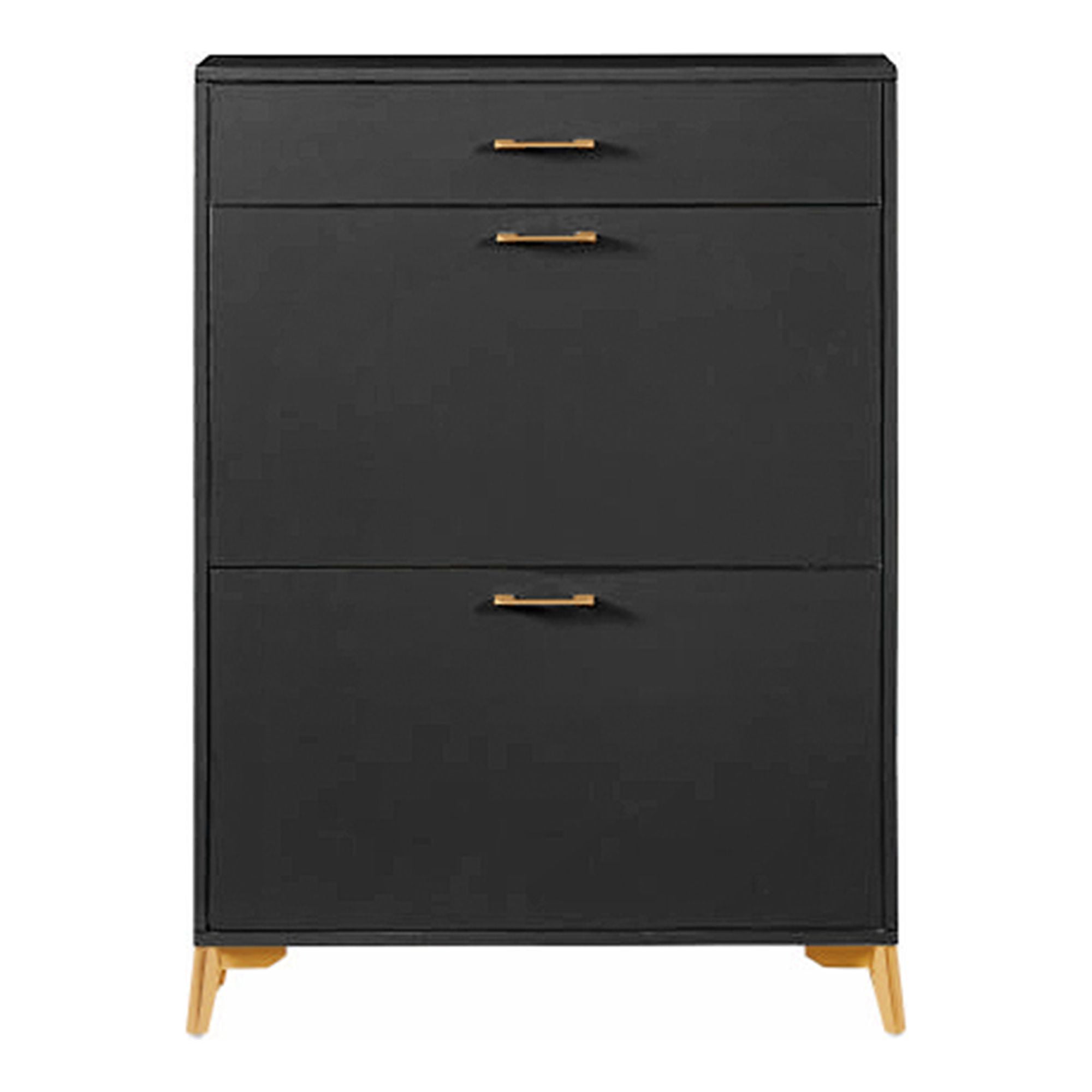 Kadyn 43.00"H Shoe Cabinet, Freestanding Shoe Rack Storage Organizer with Drawer, Entryway Shoe Storage Organizer, Black