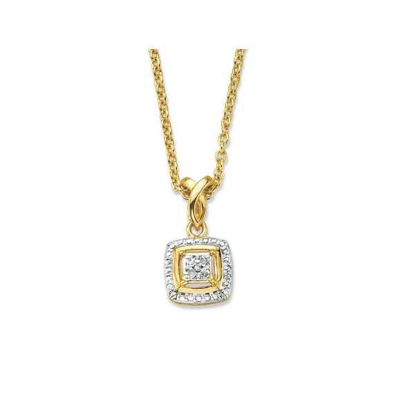 PalmBeach Jewelry Diamond Accent Squared Two-Tone Gold-Plated Pendant Necklace 18"