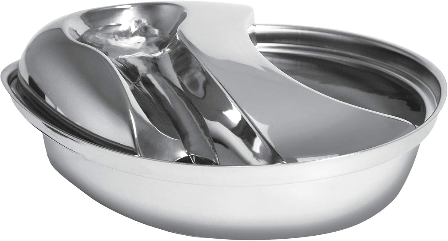 Stainless Steel Pet Fountain with Raindrop Design, 60oz Capacity