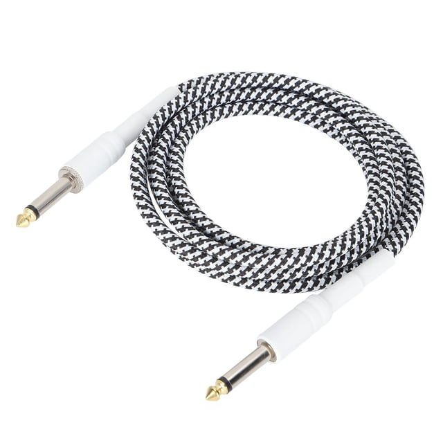 Cable de instrumento Cable de interconexión de audio estéreo con conector macho de 6,35 mm para guitarra eléctrica, bajo, teclado, mezclador, altavoz, enchufe blanco de 6,35 mm, 1 m / 3,3 pies