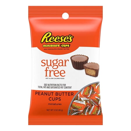 REESES Chocolate Candy  Sugar Free Peanut Butter Cup Miniatures 3 Ounce Bag (Pack of 12)
