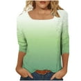 thumbnail image 4 of Royisotas Gradient Color Women Tops 3/4 Sleeve Casual Green Summer Womens Tshirts Loose Comfortable Square Neck Shirts, 4 of 7