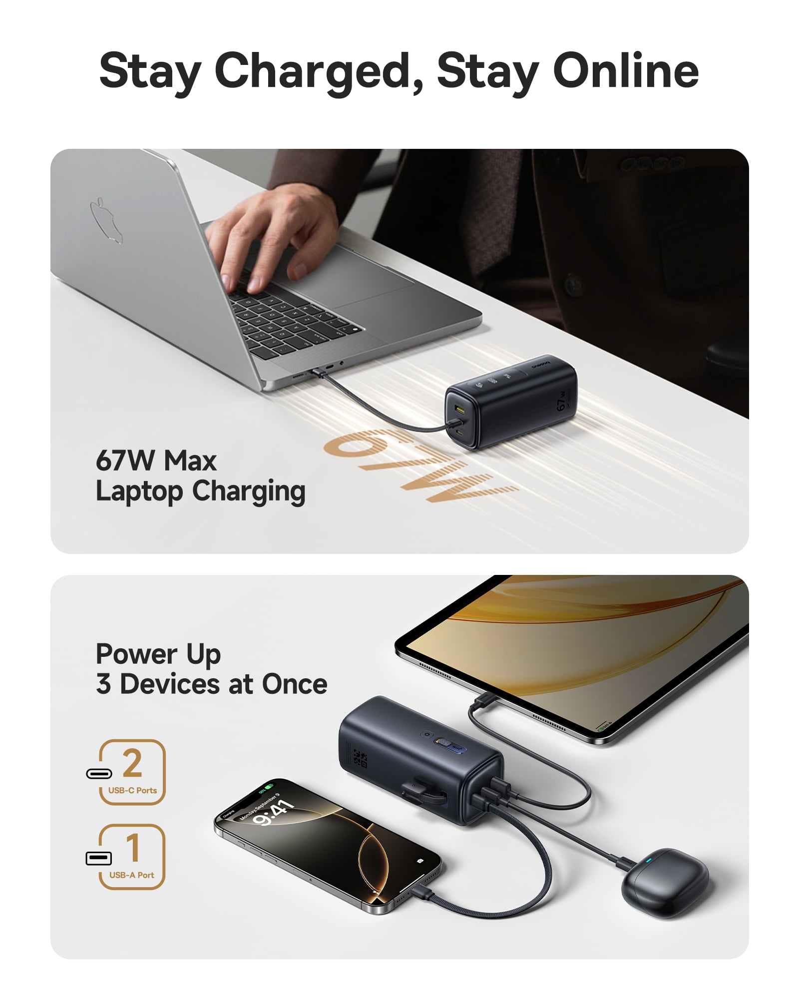 Baseus 4G LTE Mobile Hotspot & 20000mAh 67W Power Bank 2-in-1, Portable WiFi for Travel in 150+ Countries, No SIM Card, No Contract, 10 Devices, Worldwide Hotspot Router