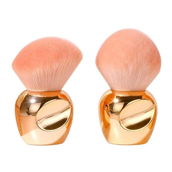 Kabuki Makeup Brushes Premium Synthetic Flat Foundation Kabuki Makeup 2 Pcs Brush Set, Golden(Round)