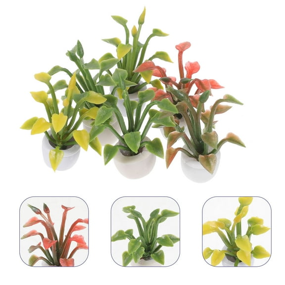 GAXIRE 6 Pcs Miniature Potted Plants 1.1x1x1.2in Dollhouse Accessories for Kids Room Decor and Craft Projects