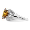 thumbnail image 3 of Sterling Silver Rhodium Checker-Cut Whiskey Quartz & Diamond Ring, 3 of 5