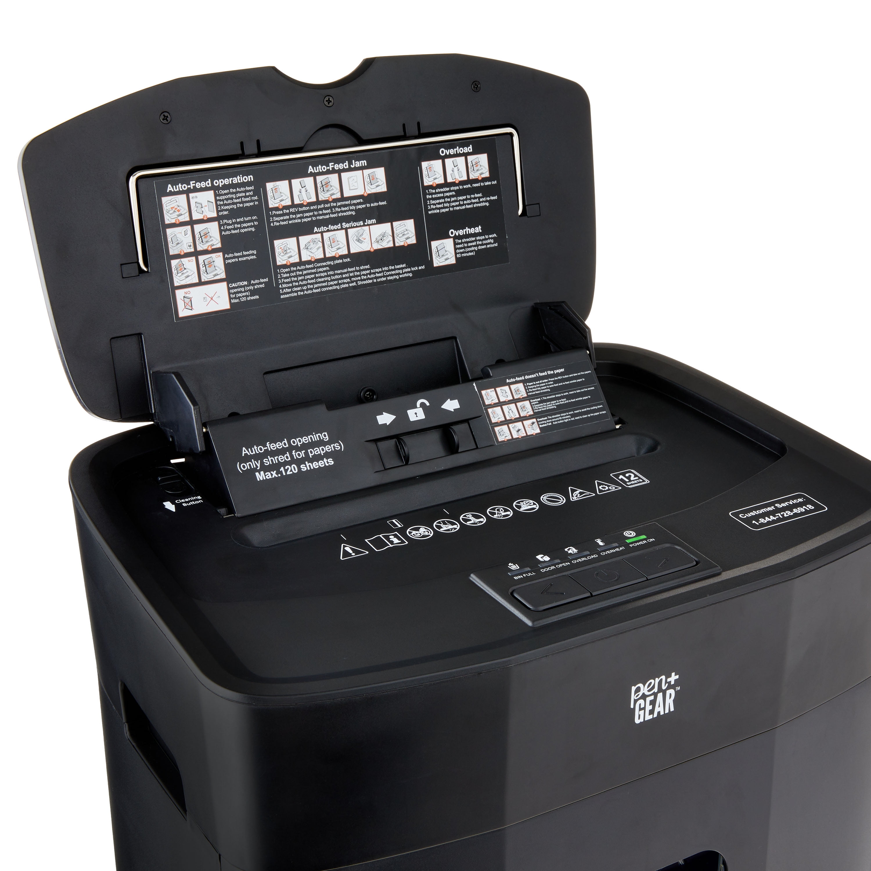 Pen+Gear 120-Sheet Auto Feed Micro-Cut Paper Shredder with 6 Gallon Pull-Out Bin, Black