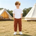 thumbnail image 6 of DJDLJWCJ Boys Cargo Pants 3-13 Multi-Pockets Lightweight School Uniform Pants Elastic Waist Baggy Pants Brown Size 6, 6 of 10