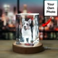 thumbnail image 2 of AISENIN 3D Crystal Photo Custom 3D Photo in Glass Personalized Gifts for Dog Cat Pets Birthday Anniversary Memorial day 3D Picture Glass Cube with LED BASE, 2 of 5
