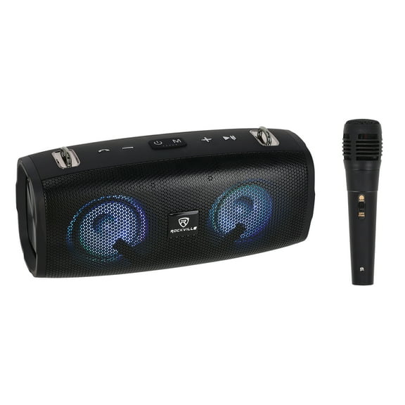 Rockville RPB-KAR Portable Bluetooth Speaker   Karaoke Microphone   Party LED's