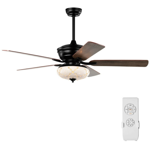 Gymax 52'' Ceiling Fan with 3 Wind Speeds 5 Reversible Blades & Remote Control Black