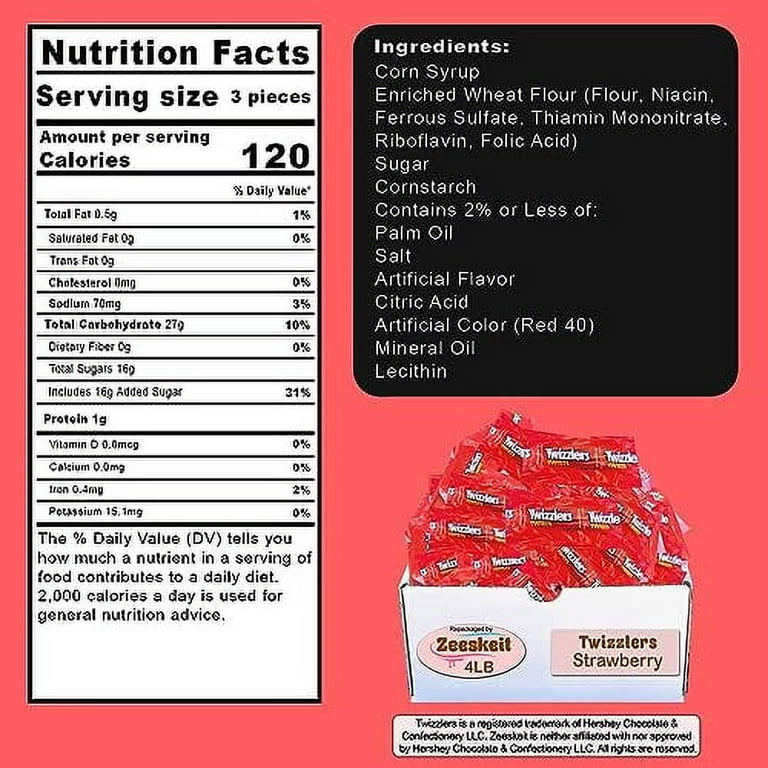 ZEESKEIT Repackaged Twizzlers Twists Strawberry Candy, 4 Lb ZEESKEIT Repackaged Twizzlers Twists Strawberry Candy, 4 Lb